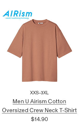 PDP20 -MEN U AIRISM COTTON OVERSIZED CREW NECK T-SHIRT 