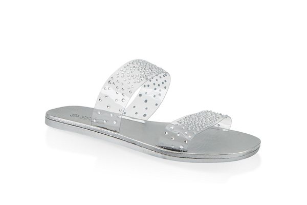 Rhinestone Studded Slide Sandals