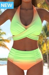 Criss Cross Ombre Multi Color Bikini Set