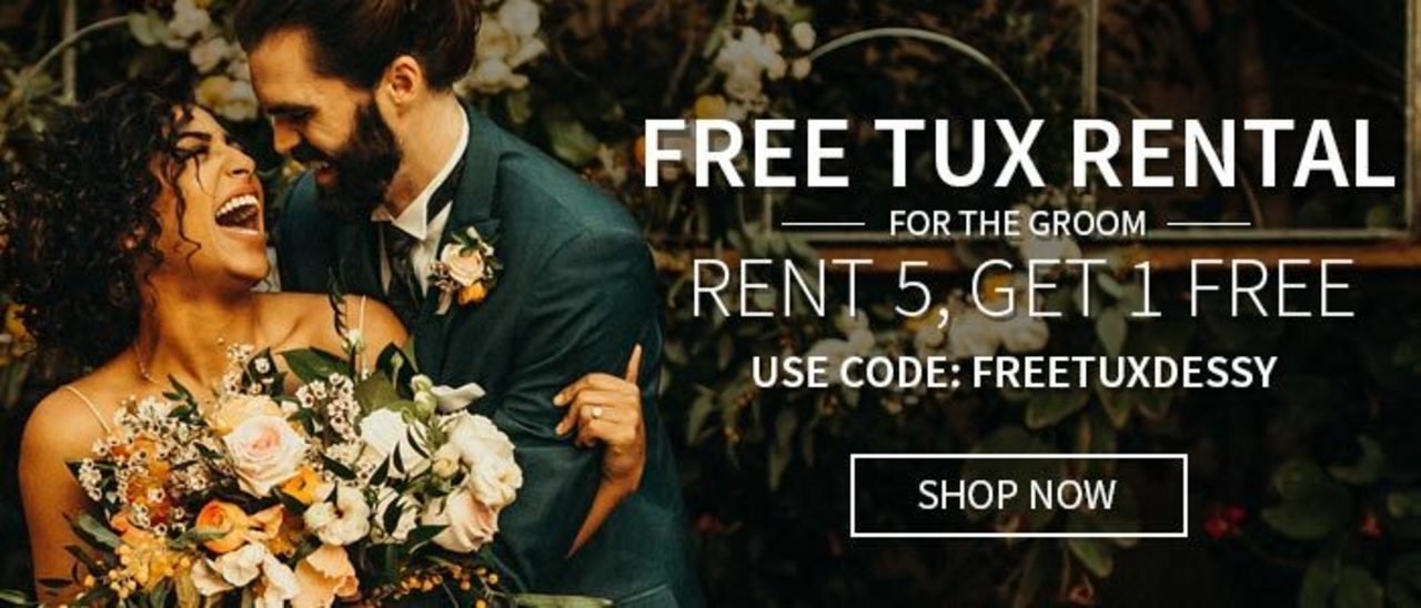 Free Groom Tux Rental - Use Code: FREETUXDESSY