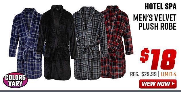 Hotel Spa Men's Velvet Plush Robe