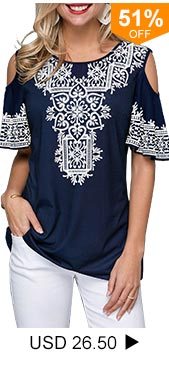 Retro Print Cold Shoulder Half Sleeve T Shirt