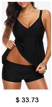 Open Front Asymmetric Hem Tankini Set