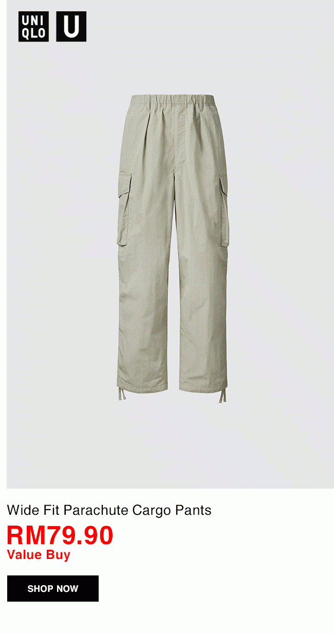 Wide Fit Parachute Cargo Pants