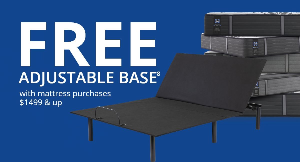 Free adjustable base with mattress purchase $1499 & up