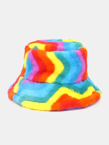 Unisex Rainbow Color Striped Bucket Hat