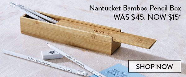 Nantucket Bamboo Pencil Box with Set of 5 Pencils