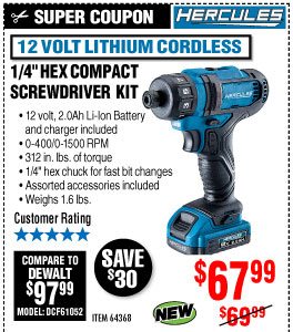 View 12V Lithium Cordless 1/4 in. Hex Compact Screwdriver Kit