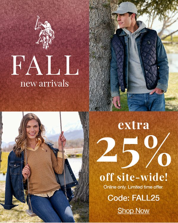 Fall new arrivals: Extra 25% off site-wide! Online only. Limited time offer. Code:FALL25 shop now