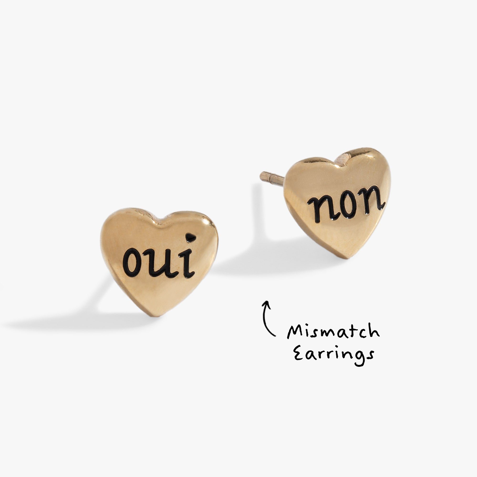 Image of Oui & Non Heart Stud Earrings