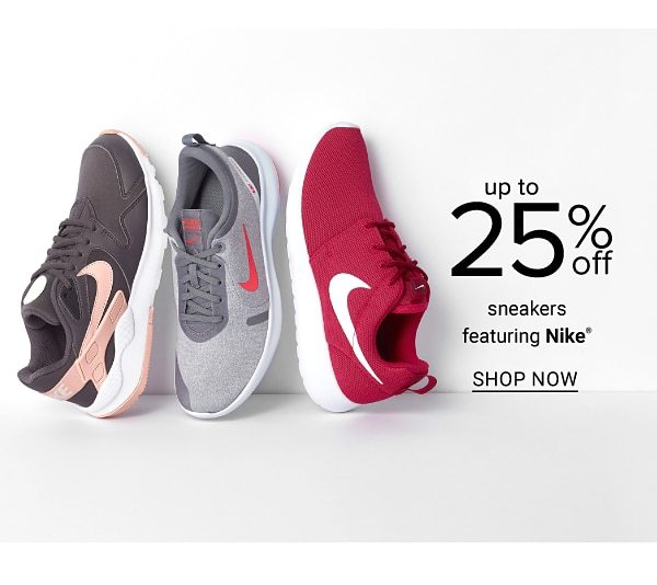 Up to 25% off sneakers featuring Nike. Shop Now.