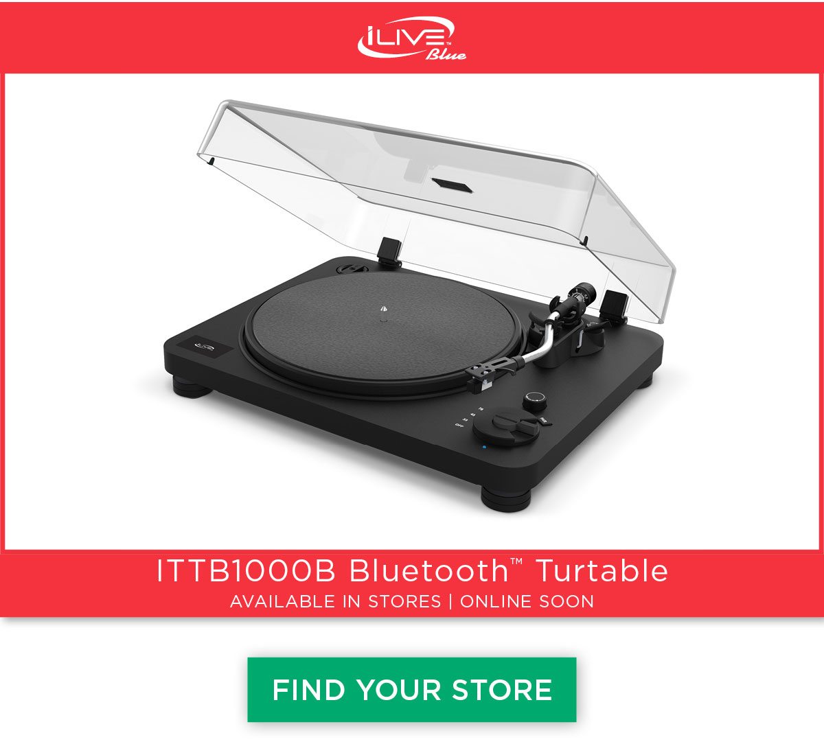 iLive - ITTB1000B Bluetooth Turntable