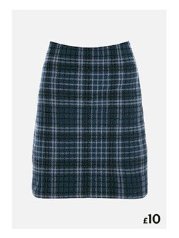 Womens Green & White Pull On Check Skirt