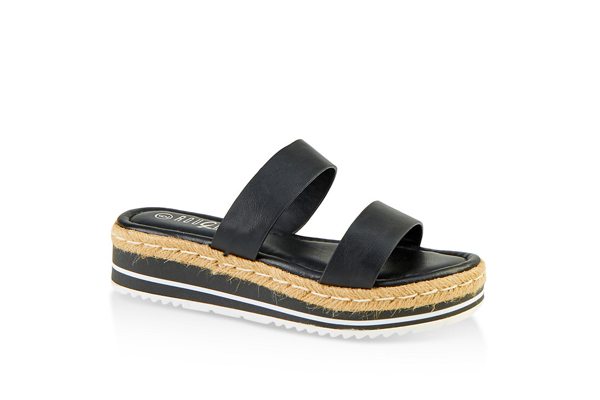 Two Band Espadrille Slide Sandals