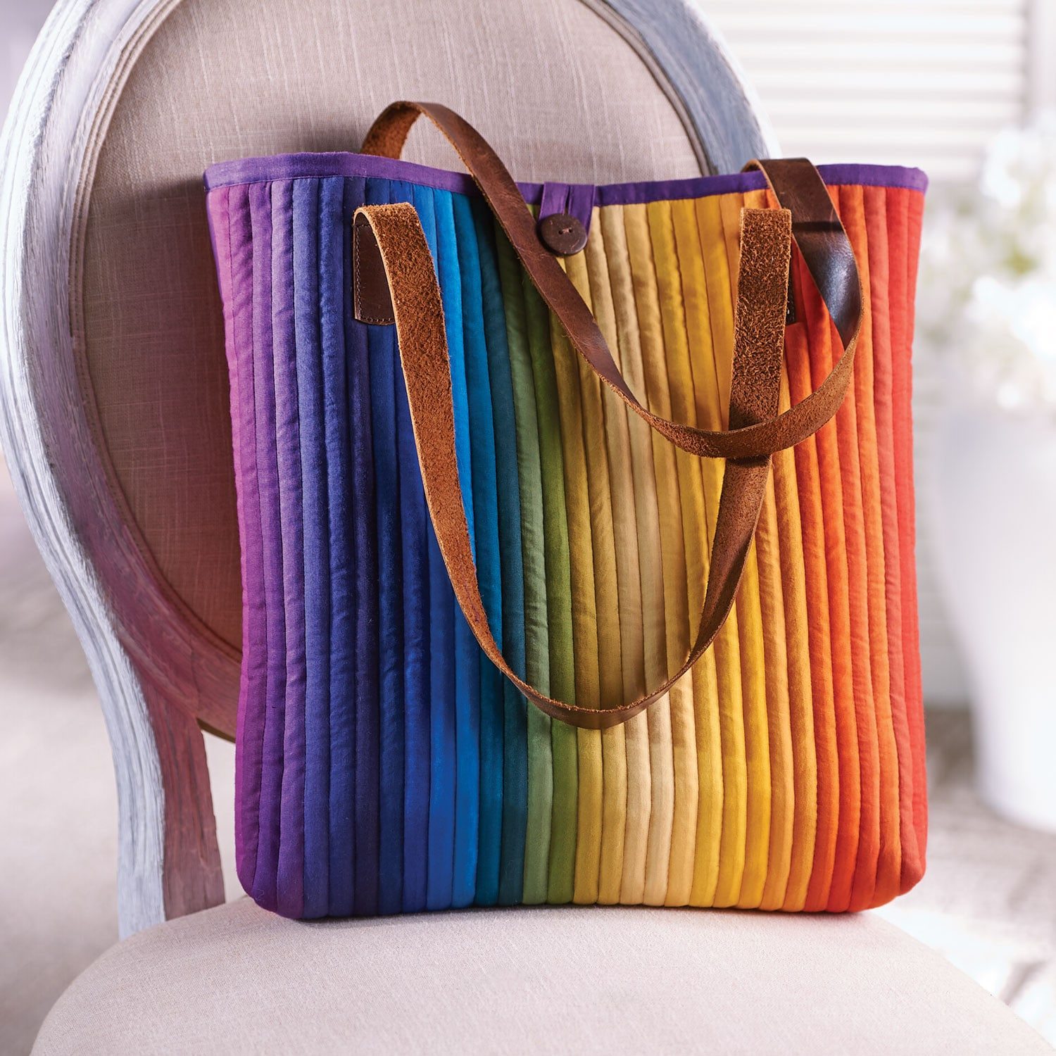 Rainbow Quilted Tote Bag