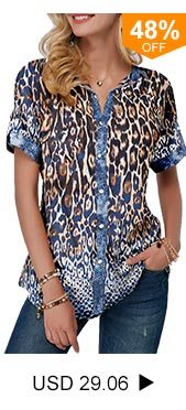 Leopard Print Split Neck Button Front Blouse