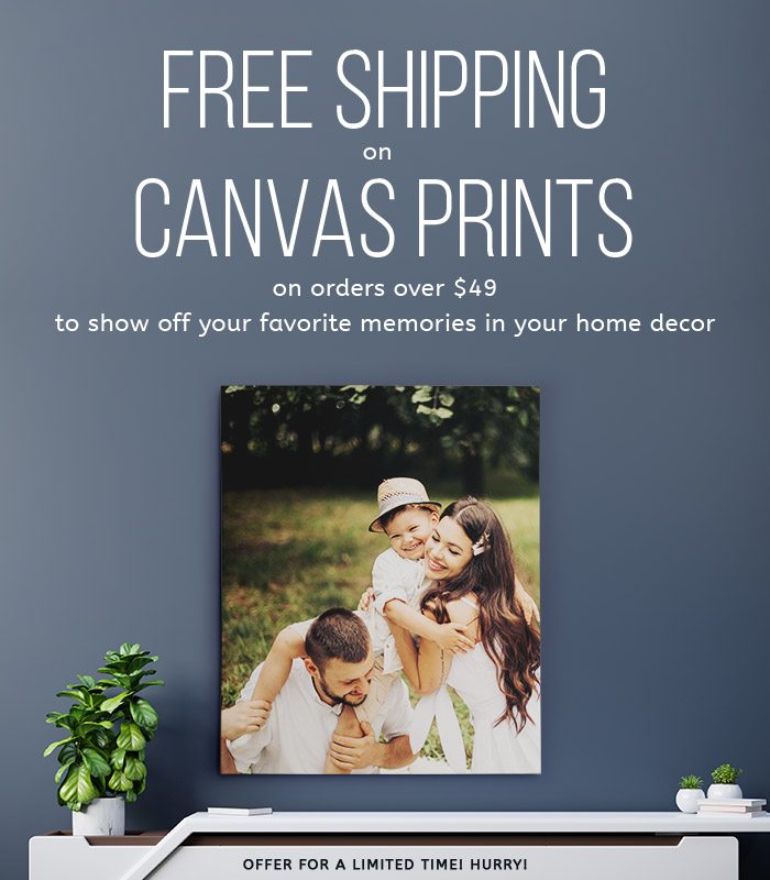 Free shipping on Canvas Prints on orders over $49 to show off your favorite memories in your home decor