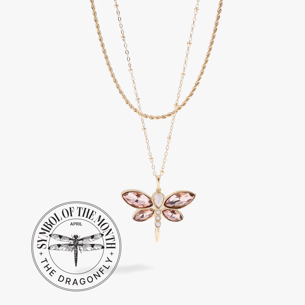 Crystal Dragonfly Double Layer Necklace