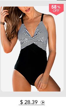 Spaghetti Strap Striped One Piece Swimwear