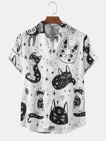 Funny Abstract Cat Print Shirts