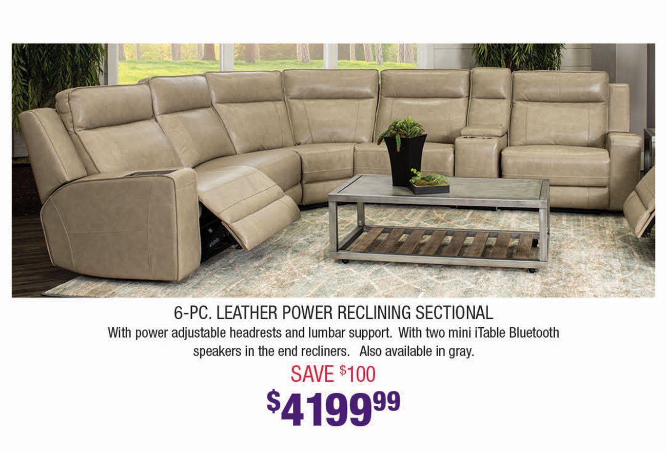 Beige-Leather-Power-Reclining-Sectional