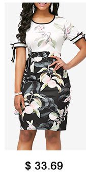 Flower Print High Waist Sheath Dress