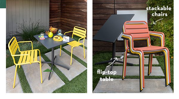 flip-top table | stackable chairs