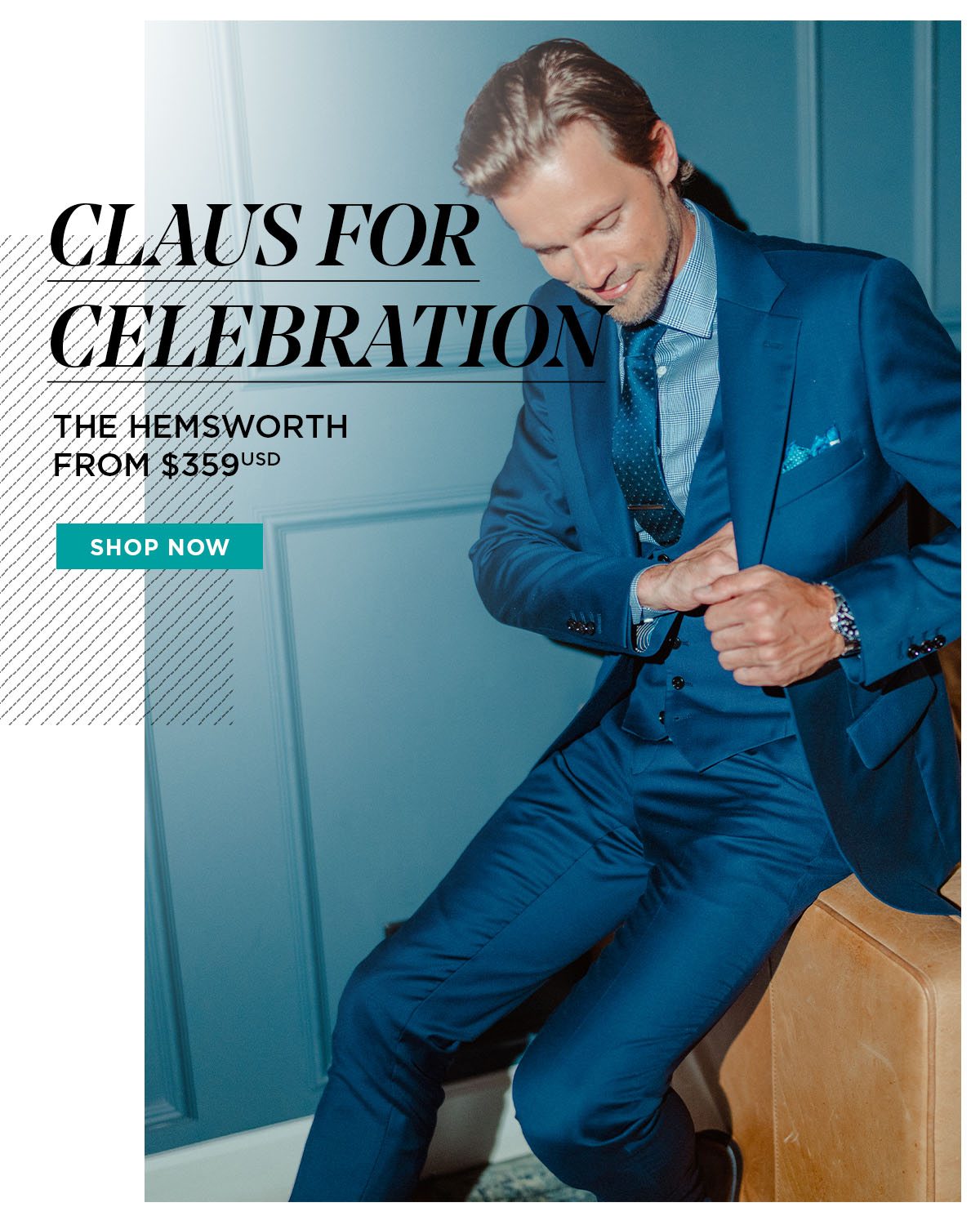 hemsworth teal suit