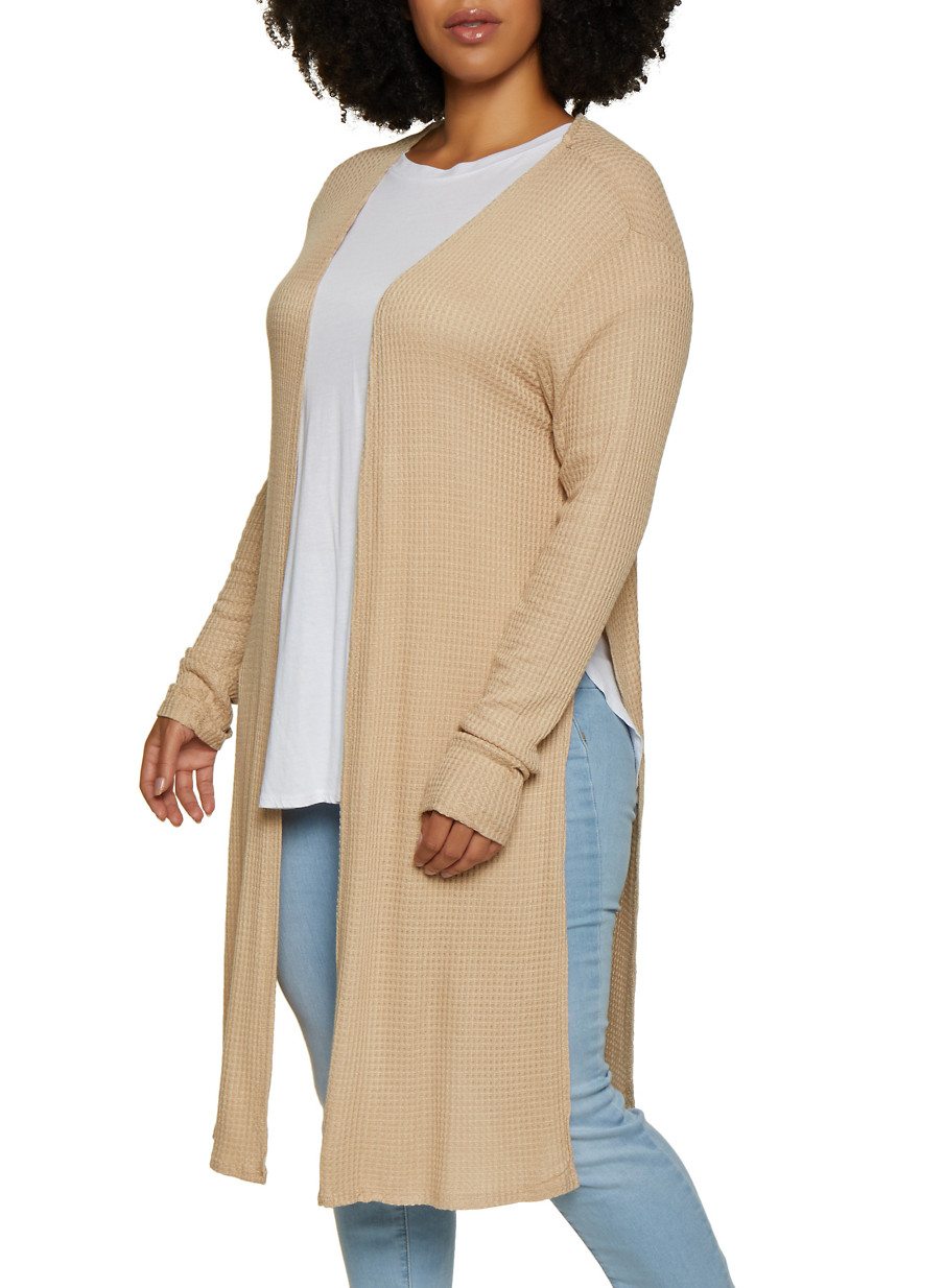 Plus Size Waffle Knit Duster