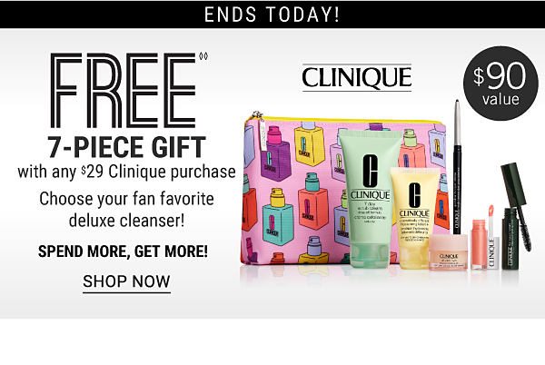 Clinique | Free 7-piece gift with any $29 Clinique purchase. Choose your fan favorite deluxe cleanser! Spend more, get more {$90 value}. Shop Now.