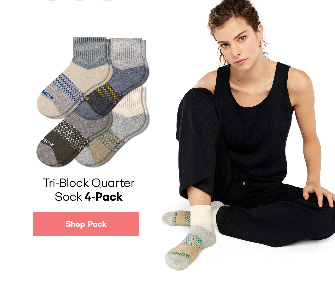 Tri Block Quarter Sock 4 Pack. Shop Pack.