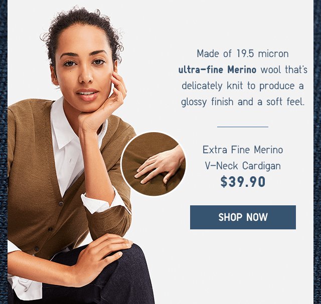 EXTRA FINE MERINO V-NECK CARDIGAN $49.90