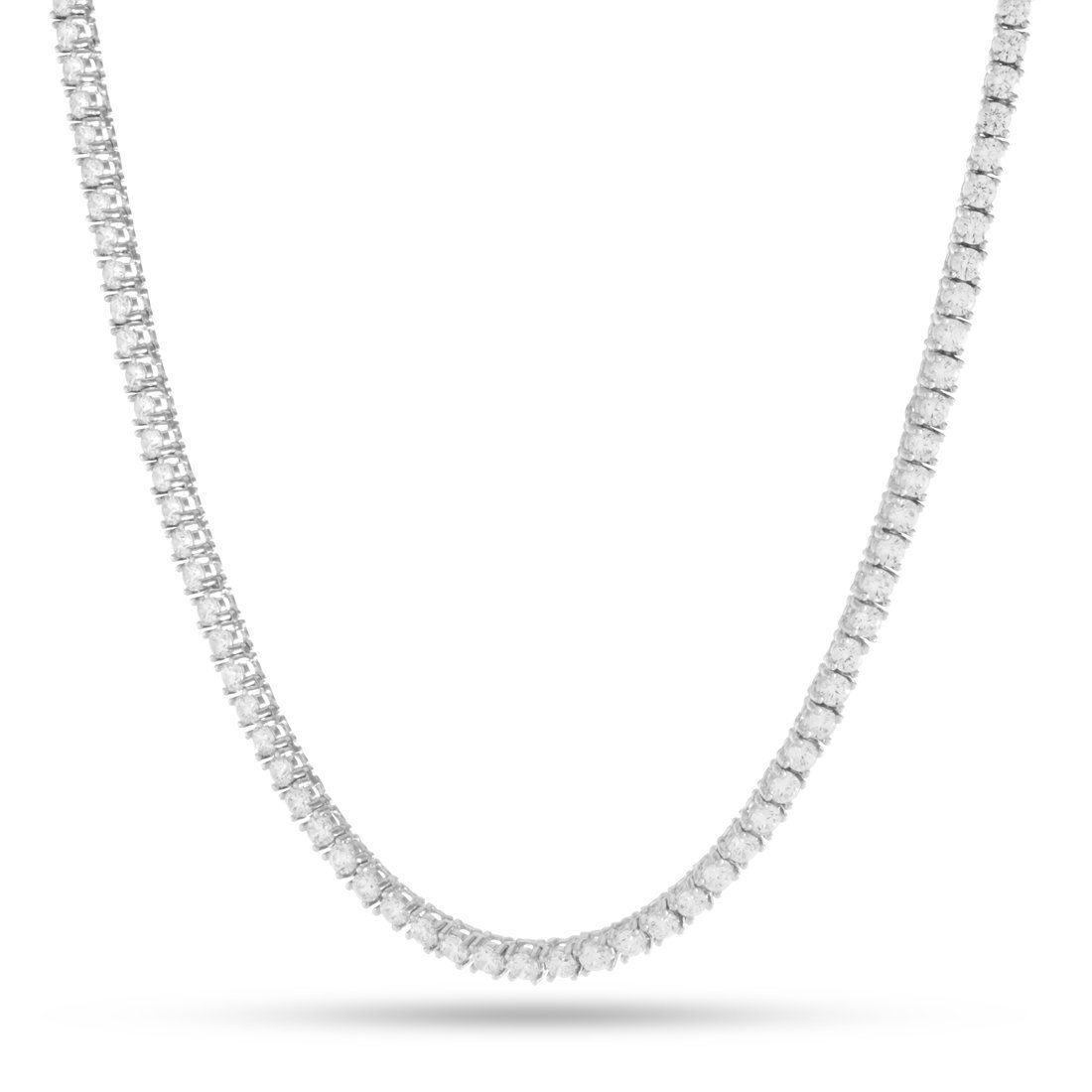 Image of 3mm, White Gold Single Row CZ Tennis Necklace