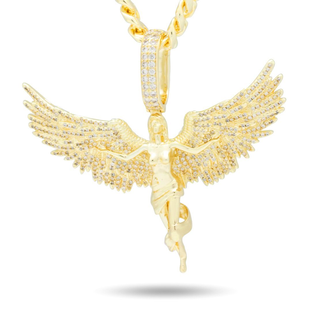 XL 14K Gold Soaring Angel Necklace