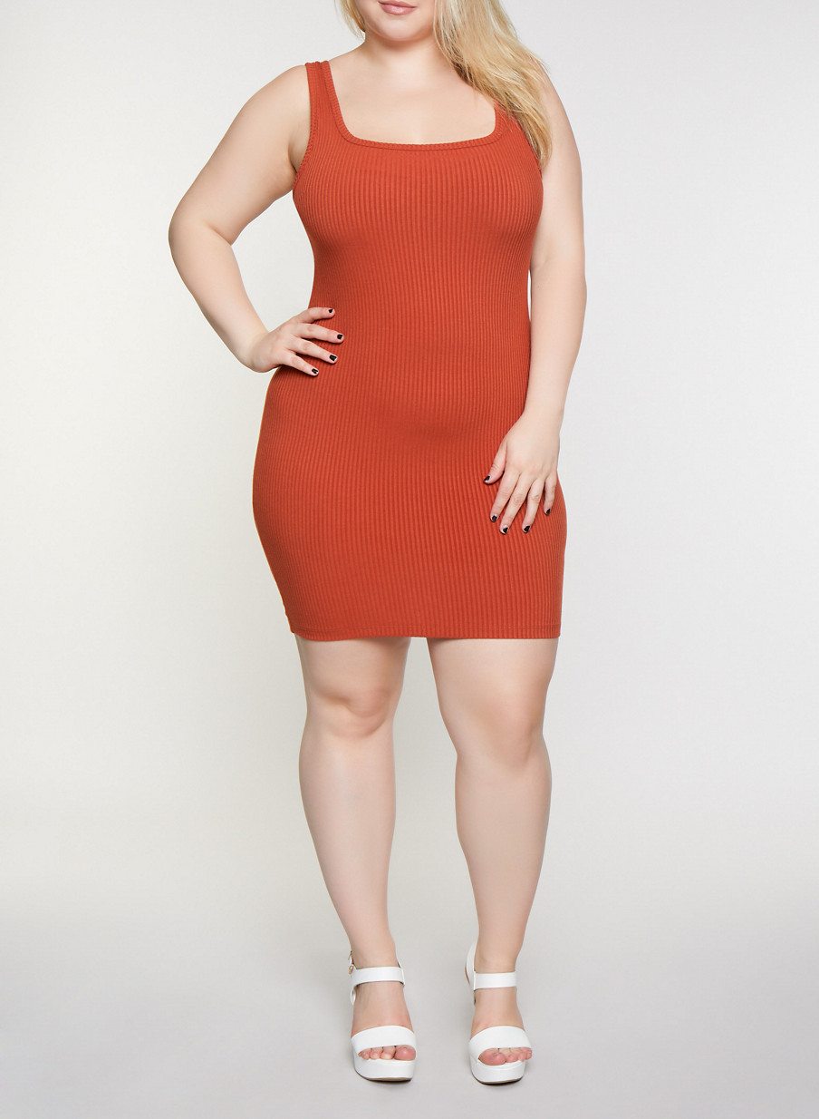 Plus Size Ribbed Tank Dress