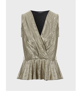 Womens ENVY Gold Metallic Twist Front Top