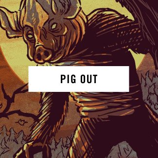 Read the Pigman Story - a spooky illustration of a man with a pig head