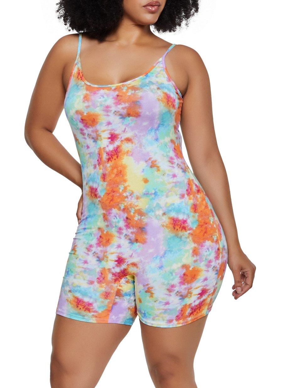 Plus Size Tie Dye Soft Knit Romper