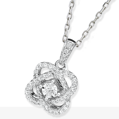 Center of Me Diamond Necklace 1/10 ct tw Sterling Silver 18''