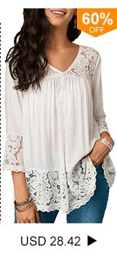 Lace Patchwork Button Up White Blouse