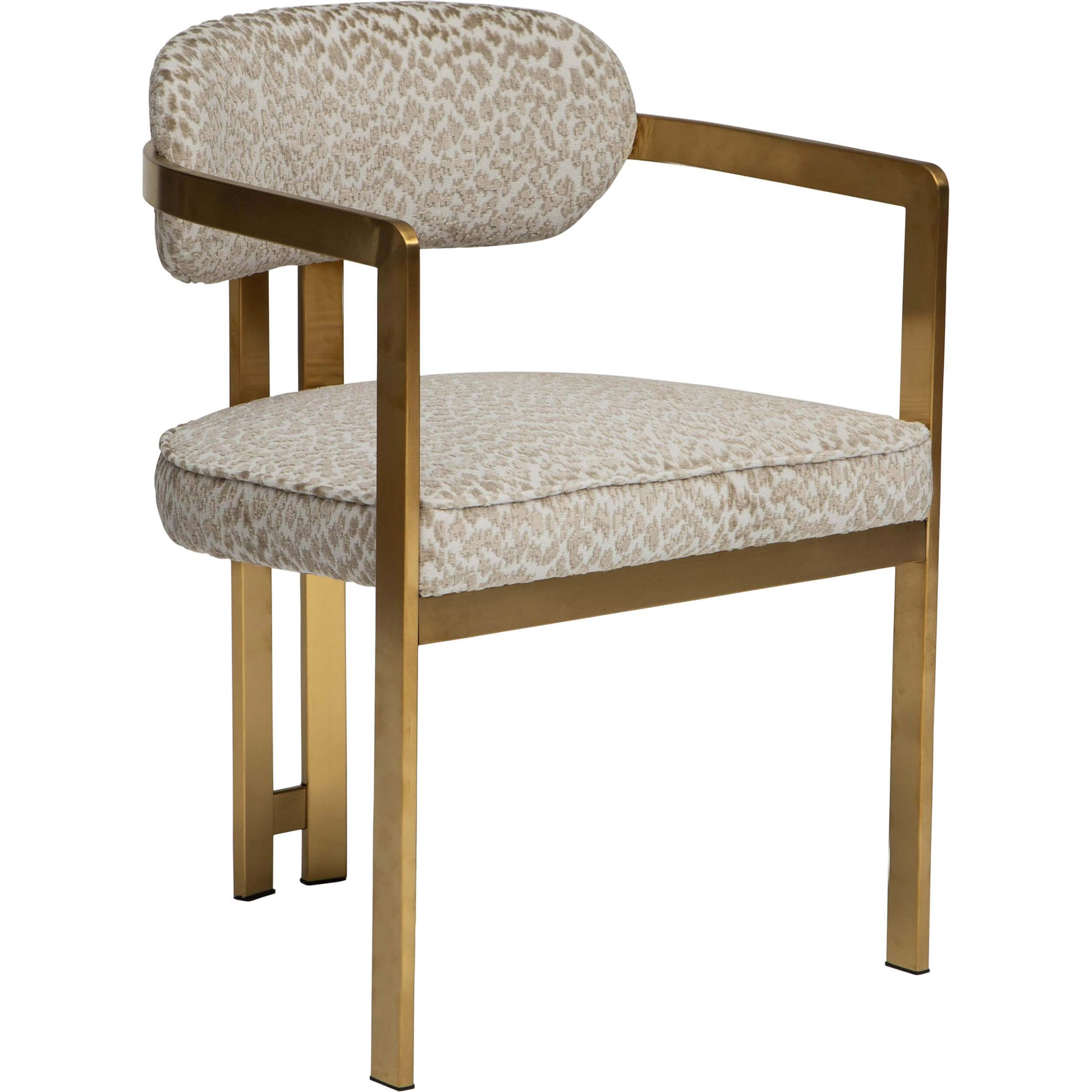Image of Athena Dining Arm Chair, Cloud Beige/Brushed Gold