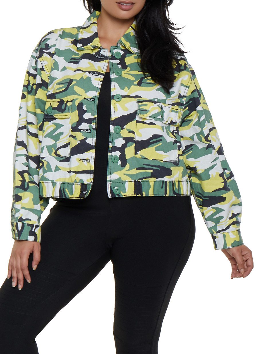 Plus Size Camo Jacket