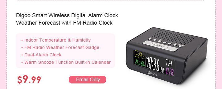 Digoo Smart Wireless Digital Alarm Clock Weather Forecast with FM Radio Clock
