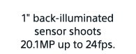 1” back-illuminated sensor shoots 20.1MP up to 24fps.