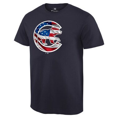 Fanatics Branded Chicago Cubs Navy 2019 Stars & Stripes Banner Wave Logo T-Shirt