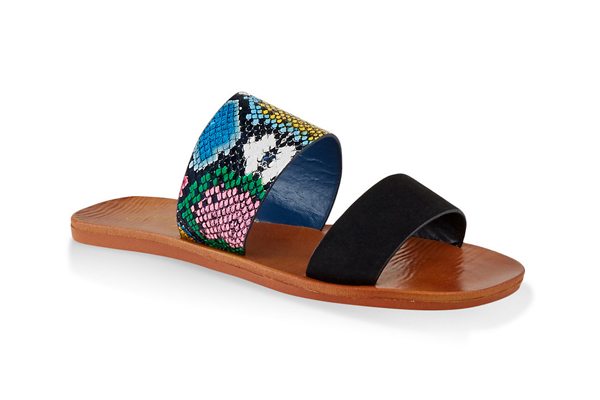 Contrast Two Band Slide Sandals