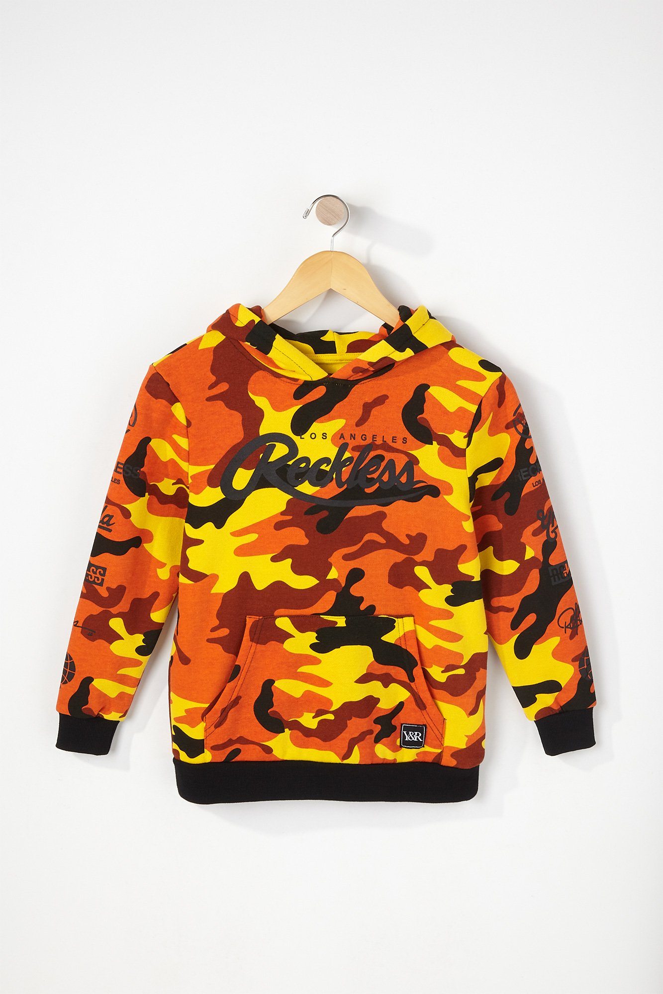 Image of Young & Reckless Boys Orange Camo Hoodie