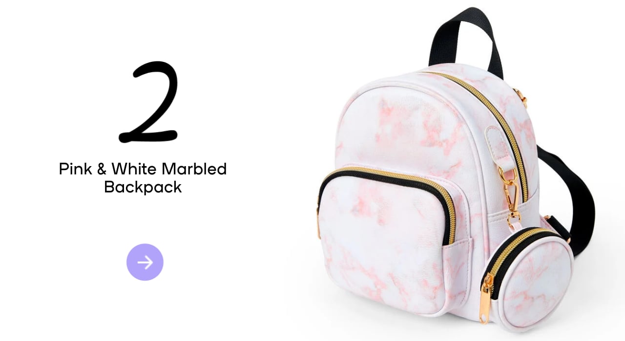 Pink & White Marbled Backpack