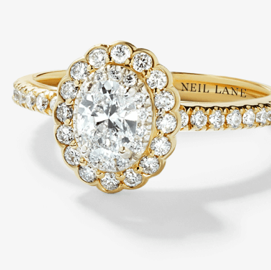 Neil Lane Diamond Engagement Ring 7/8 ct tw Oval/Round 14K Two-Tone Gold