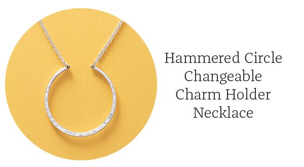 Hammered Circle Changeable Charm Holder Necklace